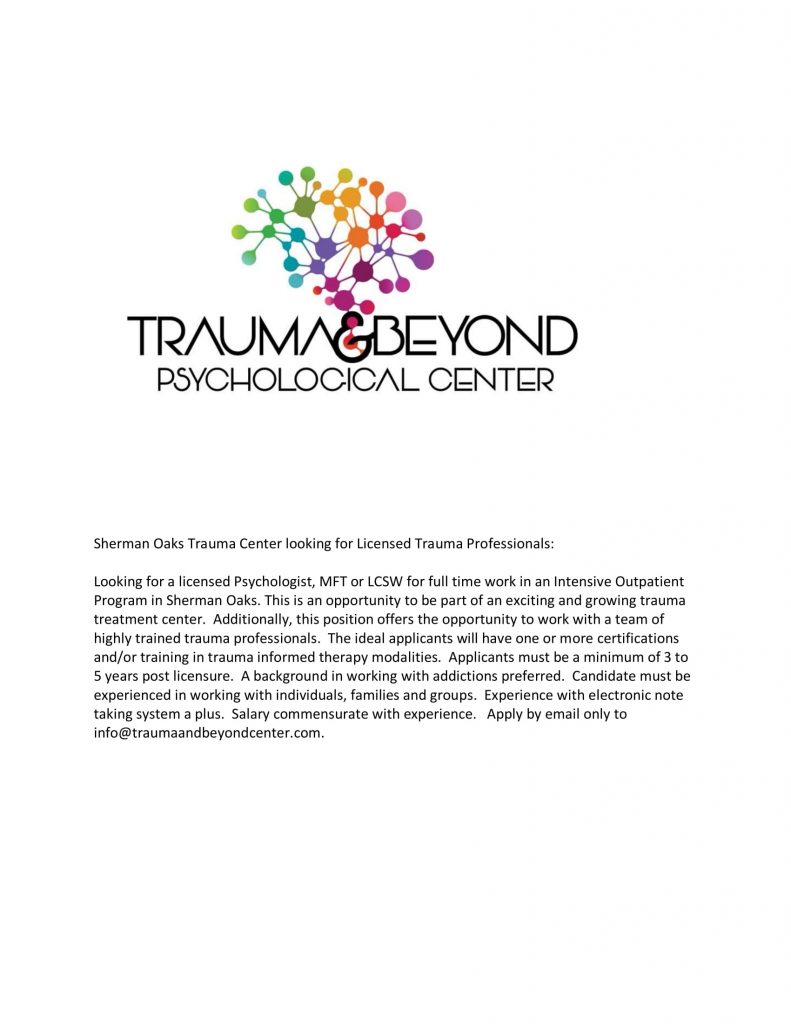 Sherman Oaks Trauma Center looking for Licensed Trauma Professionals